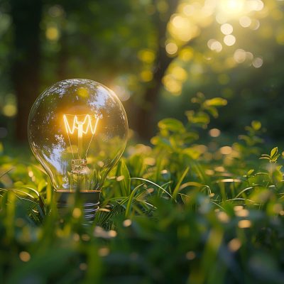 Light bulbs convey the concept of energy. Business idea concept, CSR concept